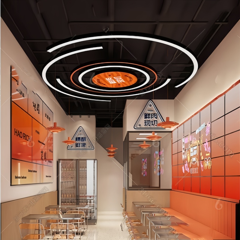 圆弧形logo造型吊灯展厅大厅前台健身房舞蹈室办公室电玩城超市灯