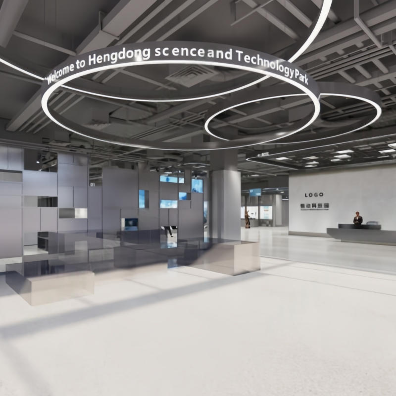 圈圈造型logo灯空心圆形办公楼办公室工作室展厅商场超市大厅吊灯