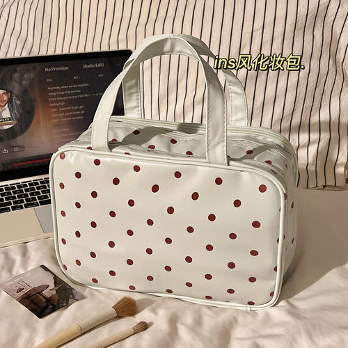 薄荷绿波点化妆包旅行可挂行李箱