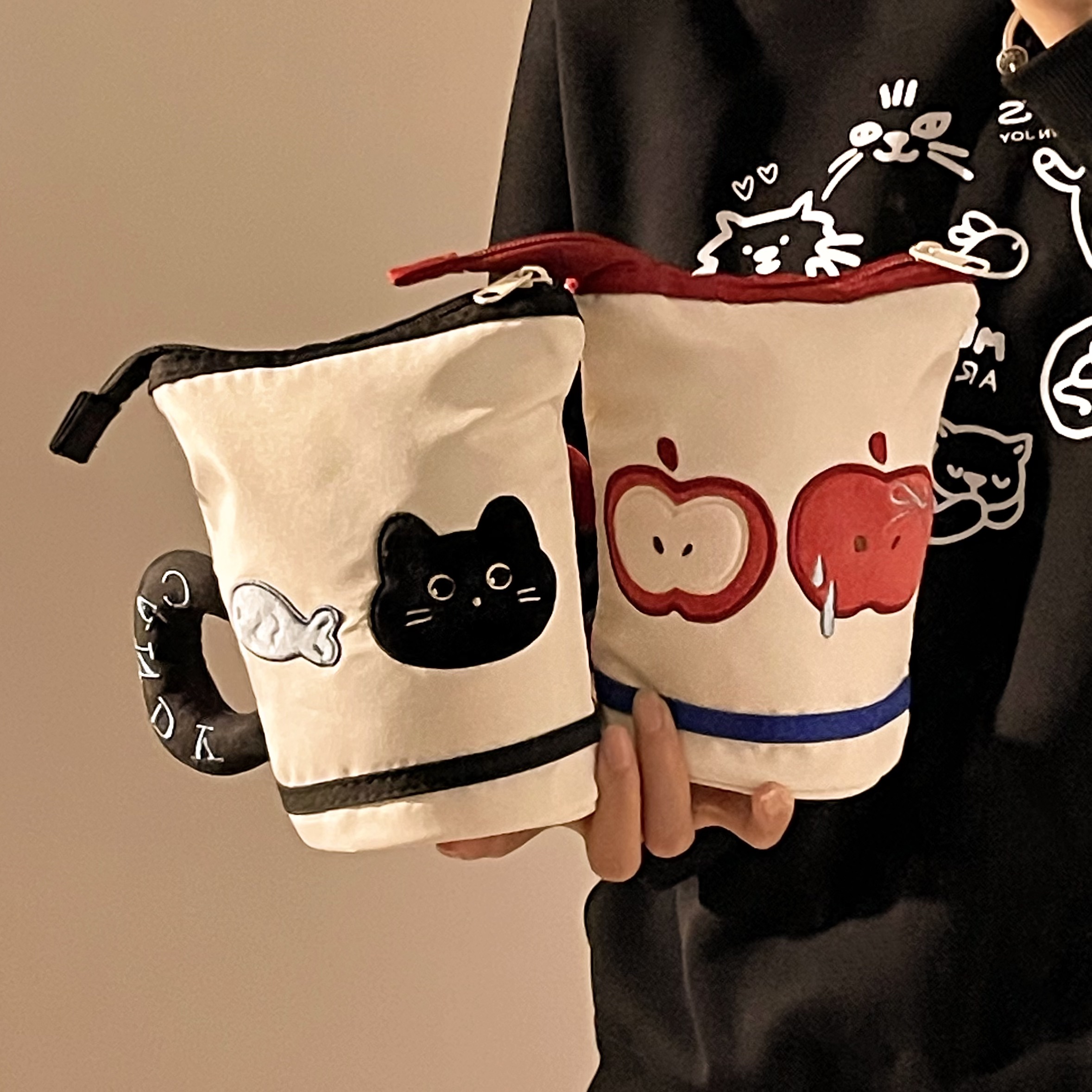 可爱苹果竖桶笔袋ins风高颜值