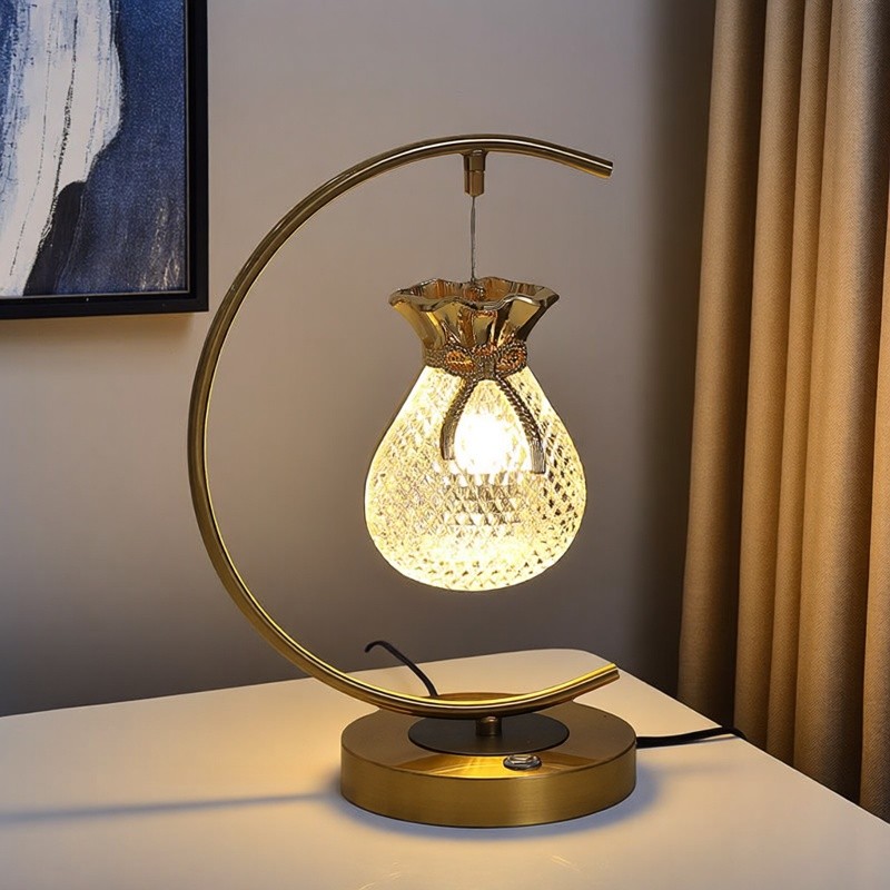 简约现代少女风玻璃福袋床头灯