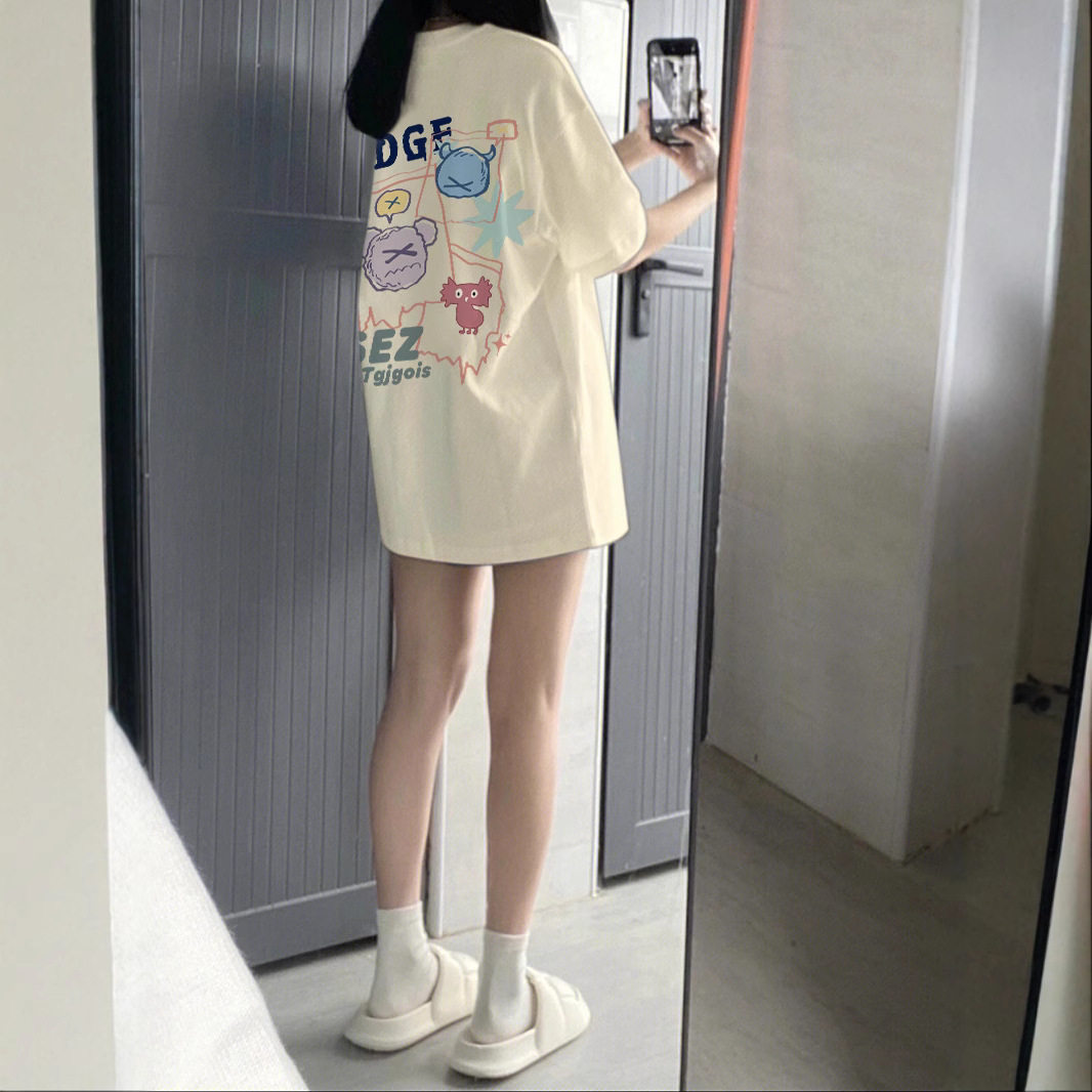 星亿重磅纯棉宽松短袖正肩T恤女半袖2025夏季新款大版oversize