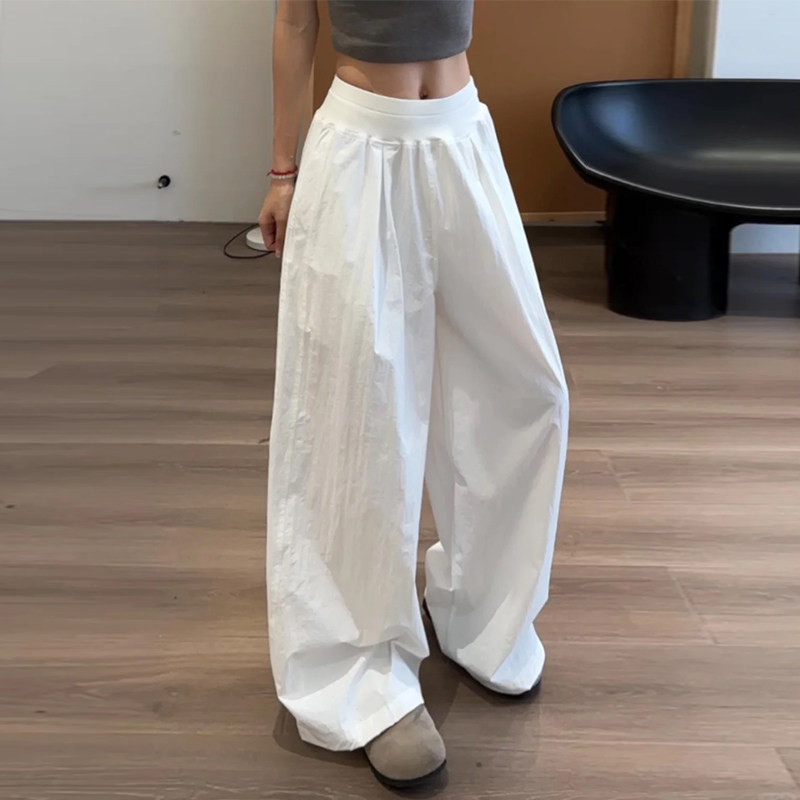 星亿白色阔腿裤女夏季薄款小个子高腰垂感休闲宽松bf慵懒风梨形