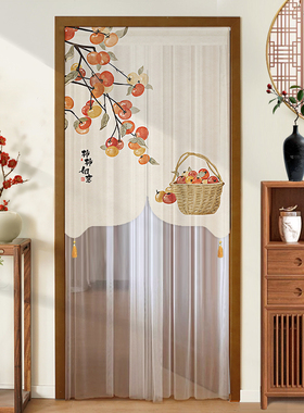 中式纱帘门帘隔断帘防蚊卧室房间家用免打孔中国风茶馆门帘遮挡帘