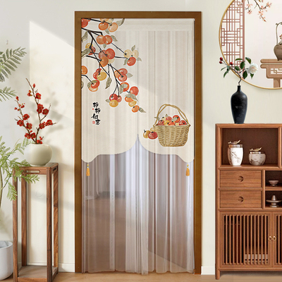 中式纱帘门帘隔断帘防蚊卧室房间家用免打孔中国风茶馆门帘遮挡帘