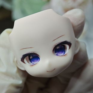 【猫猫兔圆圆】B款代卖开眼带妆无属性成品水贴脸壳 BJD12分 ob11