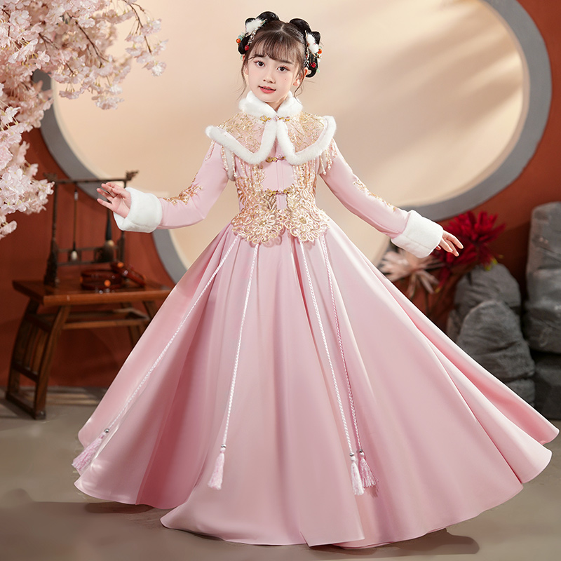 爱贝佳加绒加厚冬季小女孩汉服