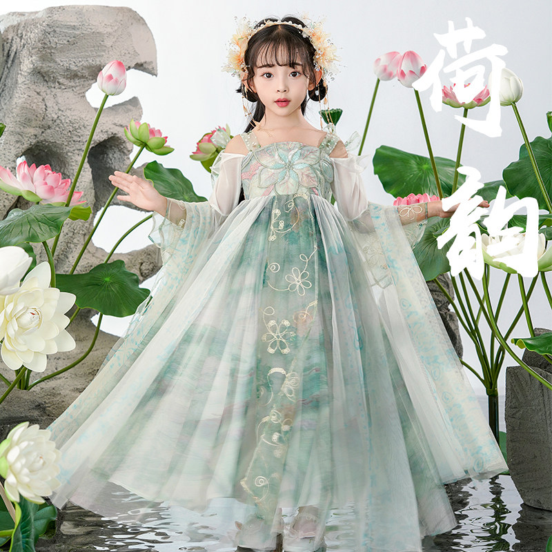 爱贝佳新款春秋女童超仙汉服新款