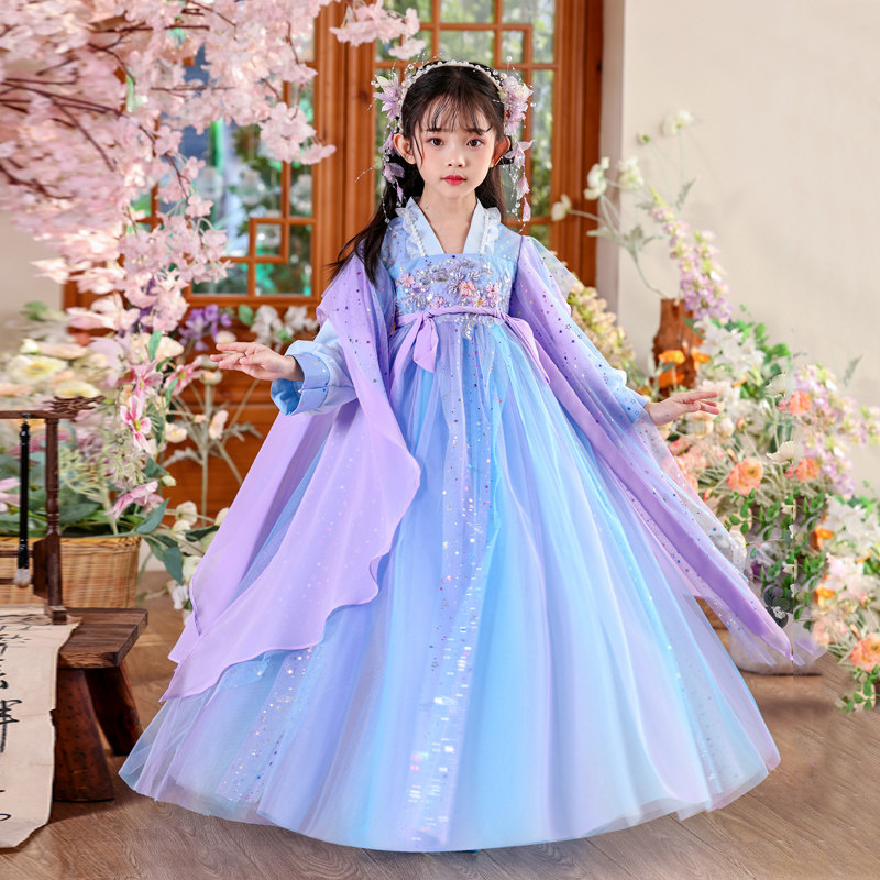 爱贝佳新款秋冬装女童超仙汉服裙