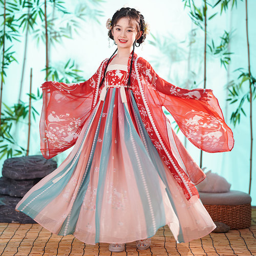 爱贝佳新款春秋季款女童超仙汉服