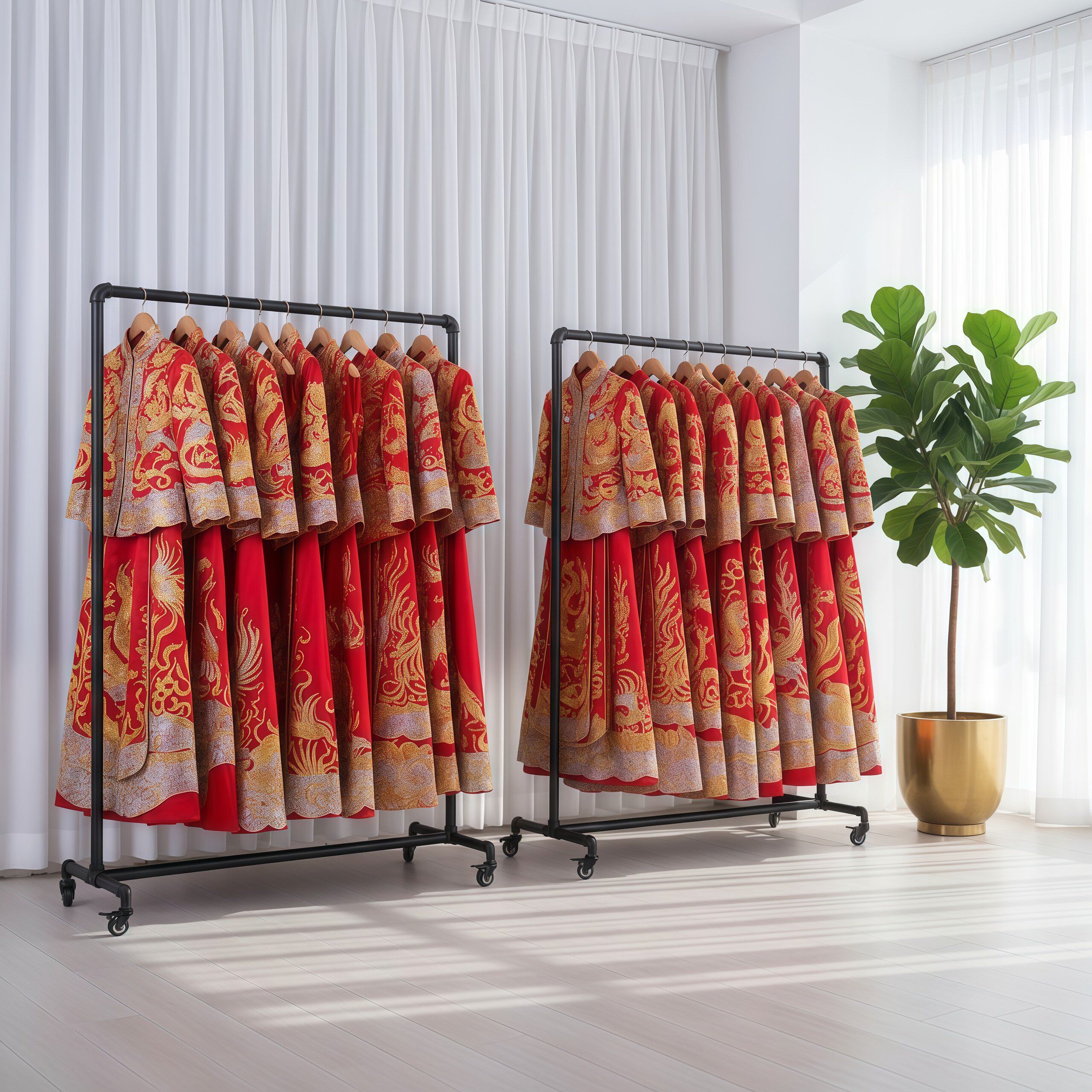 服装店带轮水管衣架展示架落地式铁艺复古龙门架女装可移动挂衣杆