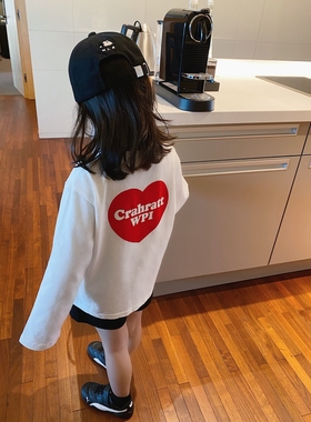 YUSONG◆2025春秋新款男童女儿童装日系休闲洋气爱心印花打底T恤