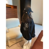 男女儿童黑色休闲运动风印花卫衣套头上衣 新款 YUSONG 2026春秋装