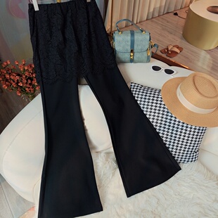 898 日常休闲风女装 AOSER时尚 宽松百搭遮胯蕾丝微辣休闲裤