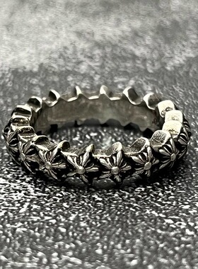 克罗泰银复古做旧！五角星圈戒戒指 个性百搭款