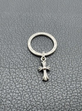 泰银复古3mm十字架吊坠戒指男士女生款情侣对戒轻奢高级感卡莱茵