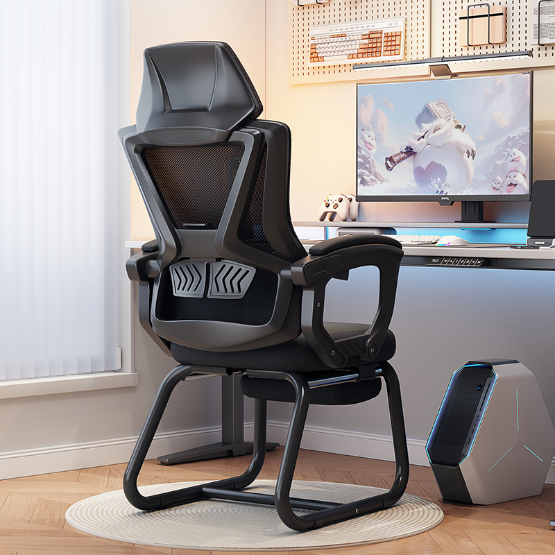 办公椅午睡两用可躺平座椅电脑椅家用舒适久坐人体工学椅子弓形椅