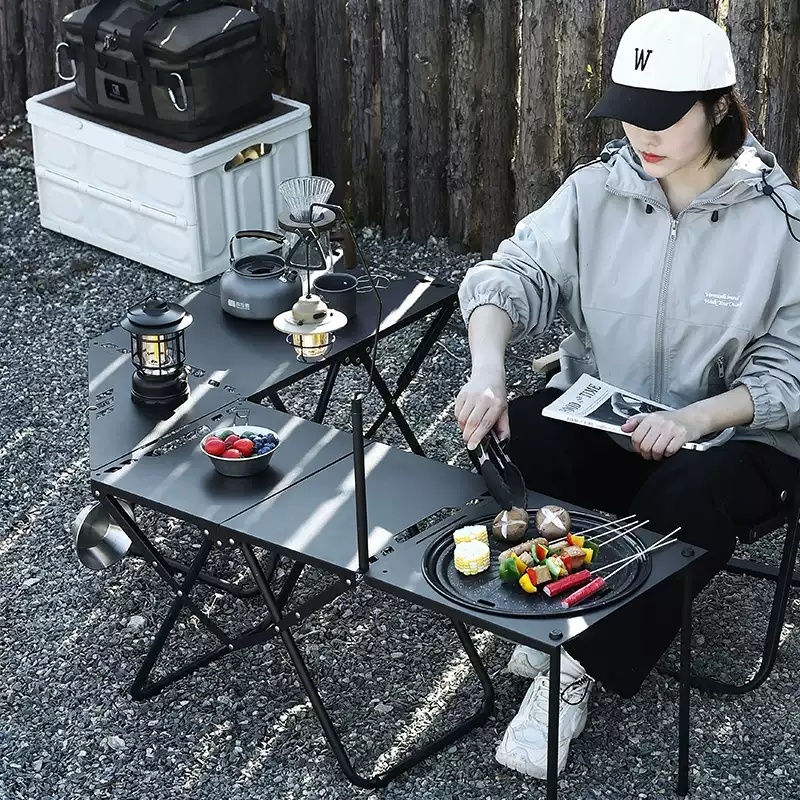 户外折叠桌轻量化多功能野餐桌野营装备速开 桌露营桌子igt战 术