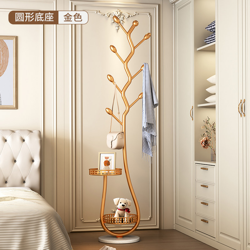 Chic Cream Floor Rack: Light Luxury Bedroom Clothes & Bag Hanger - Product image 3