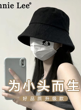 黑色渔夫帽子女2024新款夏季大头帽子围显遮阳防晒水桶盆帽子