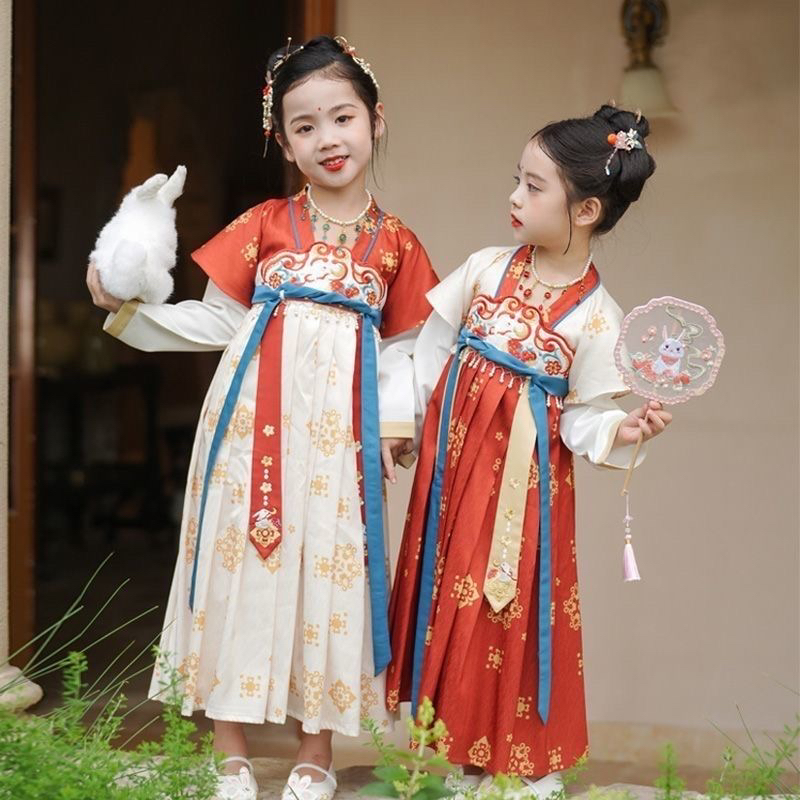 汉服女童2025秋冬新款超仙古风汉服高端秋季连衣裙中国风仙女唐装