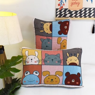 儿童枕巾8层纯棉纱布吸汗男女卡通幼儿园宝宝全棉枕头巾40X60cm