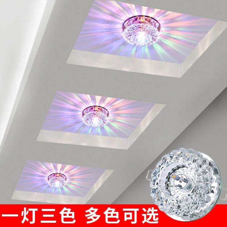 led射灯水晶天花灯客厅吊顶嵌入式筒灯过道走廊牛眼孔灯