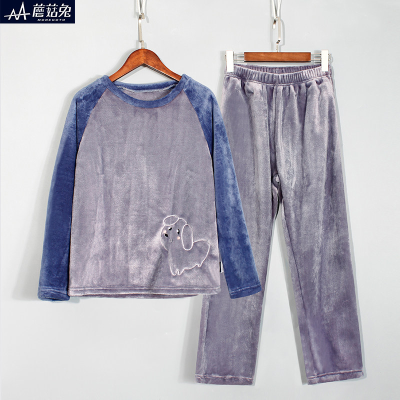 胖男童睡衣套装加肥加大码冬季珊瑚绒家居服宽松中大儿童男孩加绒