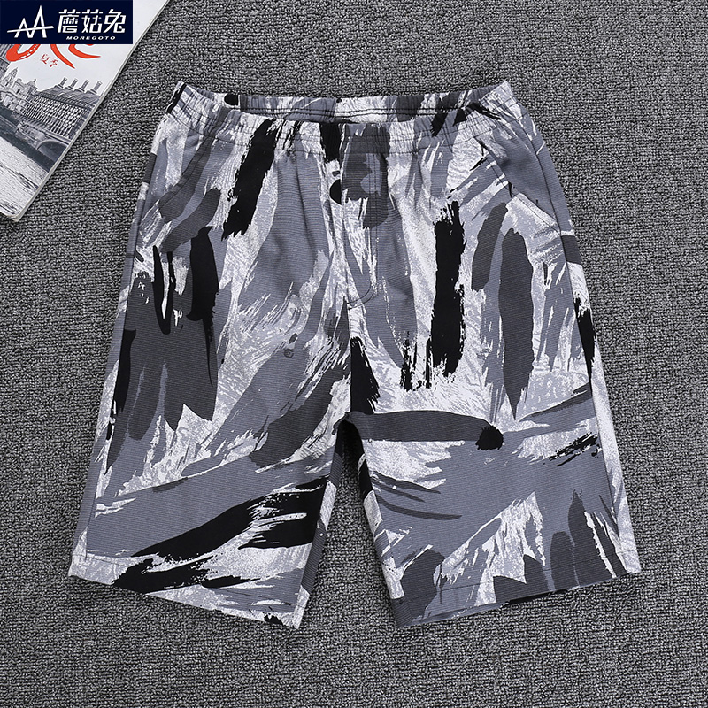 大男童短裤夏季薄款弹力棉中大童儿童中裤胖孩子迷彩五分裤潮12岁