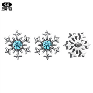 F136钛合金雪花耳骨钉耳蜗钉flat耳钉唇钉人体穿刺饰品耳环耳饰