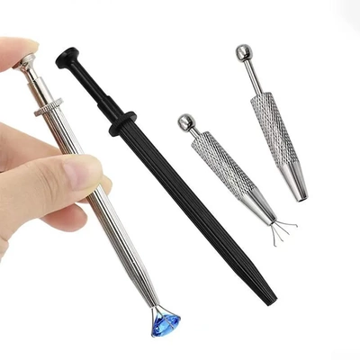 不锈钢长短款四爪夹子防滑裸钻抓取神器首饰器材穿刺饰品抓取工具