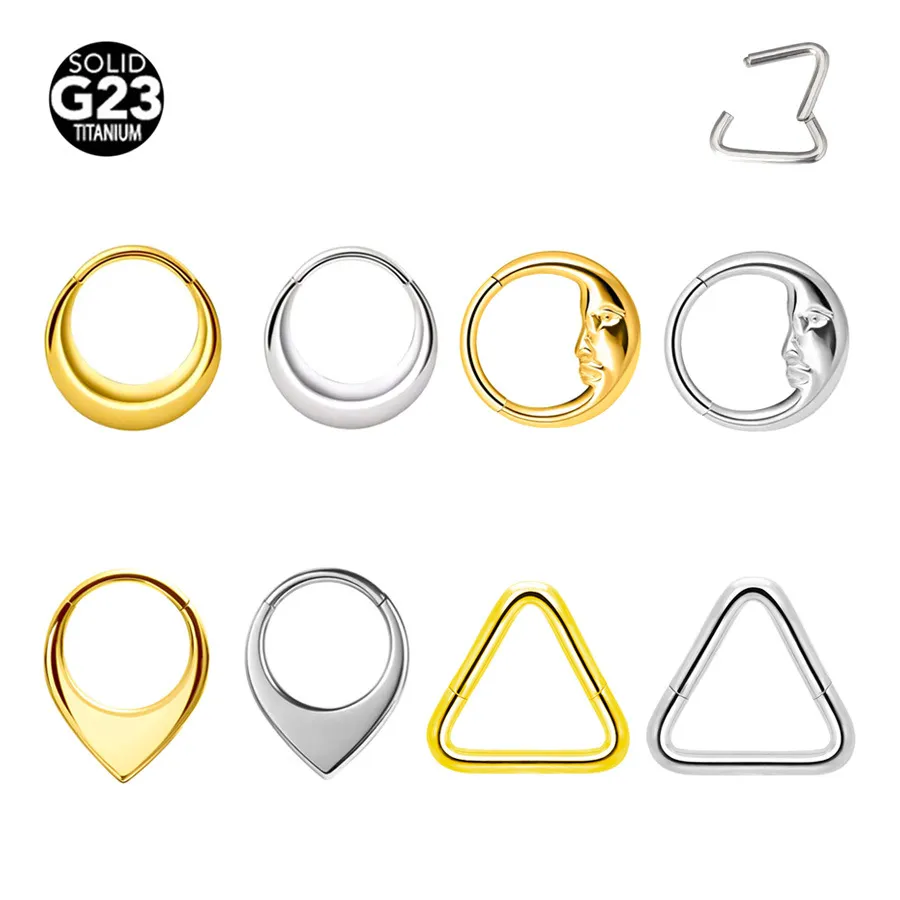 G23钛合金daith人脸三角形鼻环耳骨环无缝鼻圈耳圈人体穿刺饰品