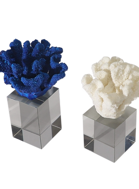 水晶珊瑚植物新古典风样板间摆件