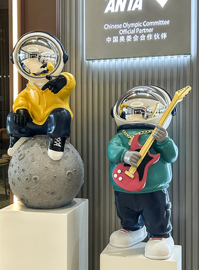 嘻哈电镀面罩音乐宇航员大摆件音乐酒吧KTV琴行橱窗展示台装饰品