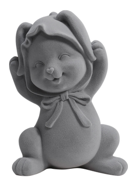 可爱兜兜兔桌面摆件树脂+植绒