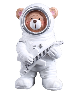 萌熊可爱风自拍弹吉他宇航员摆件