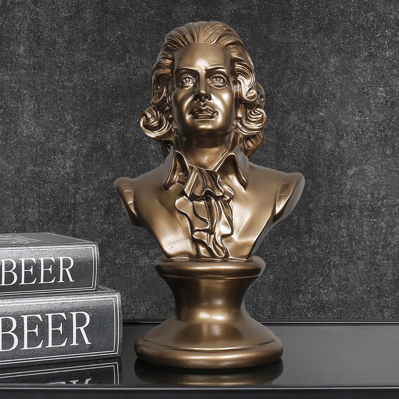 莫扎特头像雕塑音乐人物雕像桌面摆设客厅书柜练琴房间装饰工艺品