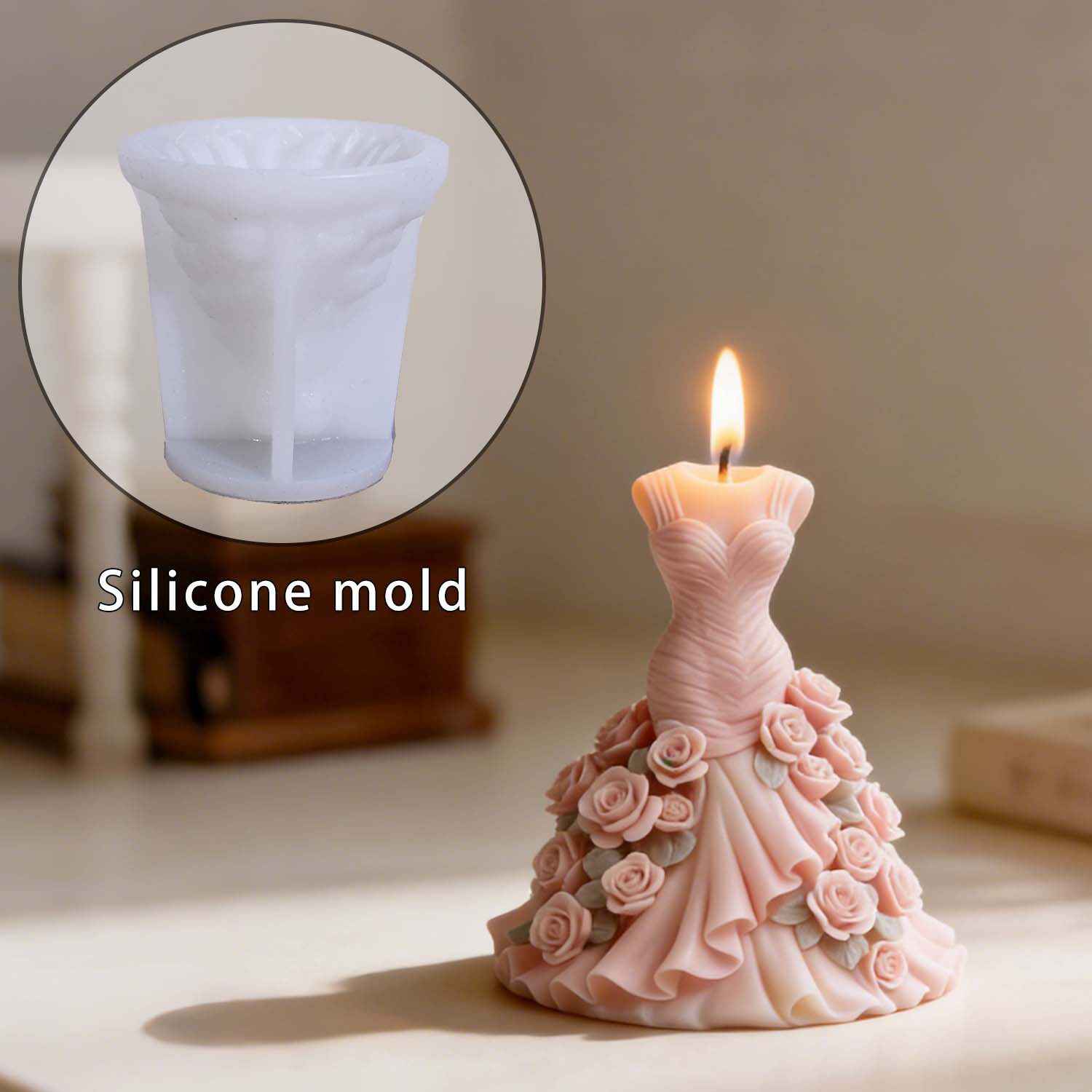 3D立体礼服裙子香薰蜡烛硅胶模具