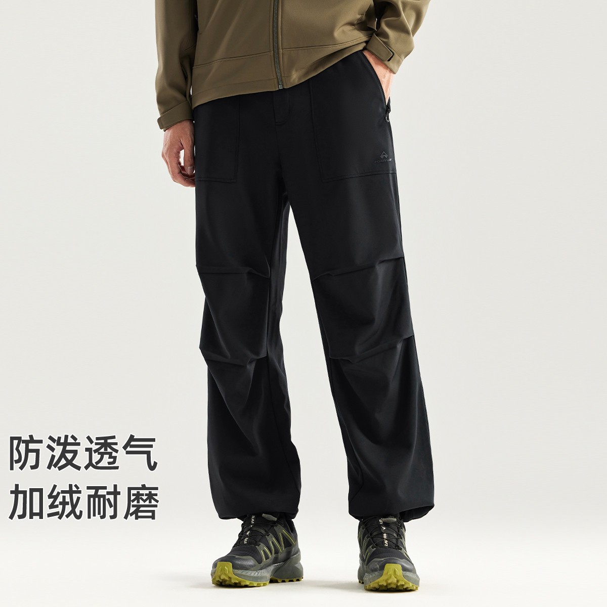 拓路者男款厚款春秋户外保暖可调节抽绳裤脚户外徒步登山裤软壳裤