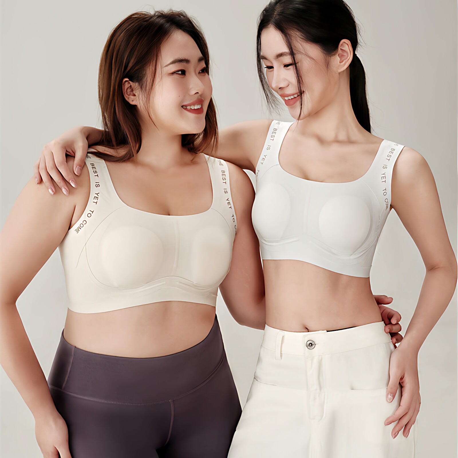 减压运动bra无钢圈背心式极简无痕软支撑超薄大胸显小特大码文胸
