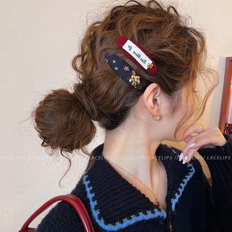 韩系碎花布标发夹女2025新款