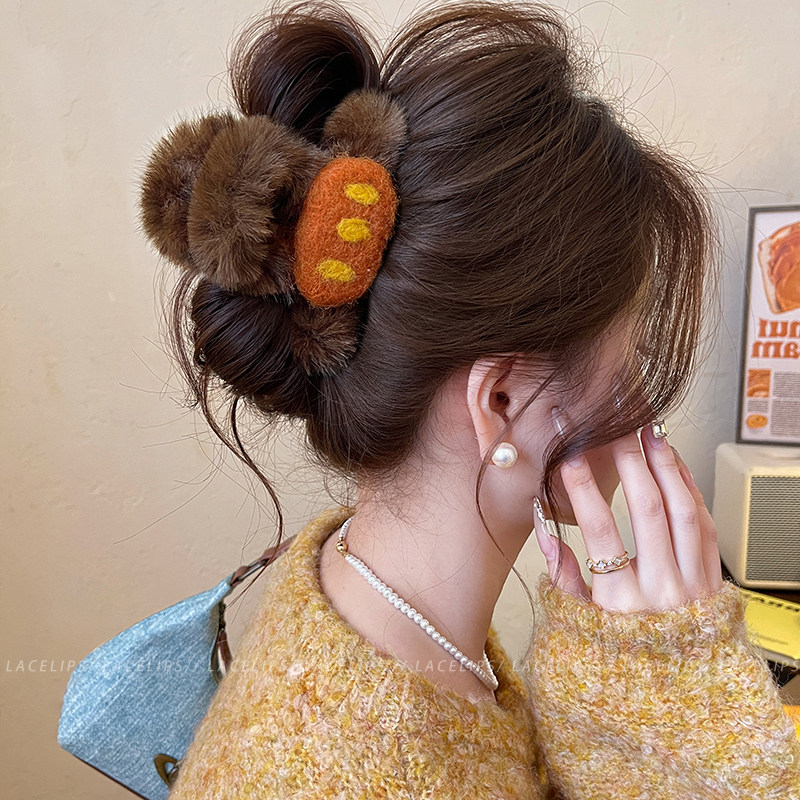 毛绒卡通面包头发抓夹女高级感冬日鲨鱼夹2025新款盘发夹可爱发饰,饰品/流行首饰/时尚饰品新,发饰,淘宝优惠券,粉丝福利购,淘宝优惠卷