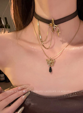 美拉德蝴蝶双层项链女2026新款