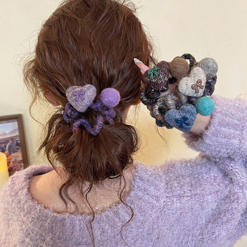 爱心毛毡球电话线发圈女扎头发皮筋头绳时尚百搭发绳高级感发饰秋,饰品/流行首饰/时尚饰品新,发饰,淘宝优惠券,粉丝福利购,淘宝优惠卷