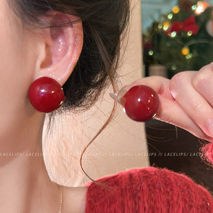 夸张显脸小珠珠耳钉女新年氛围感气质耳环2025新款爆款高级感耳饰