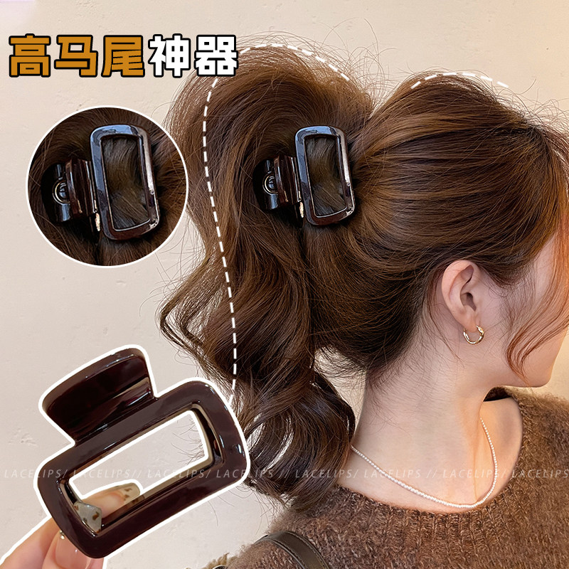 方形镂空高马尾抓夹女高级感