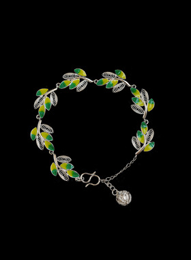 Vintage古着Enamel green leaves手链