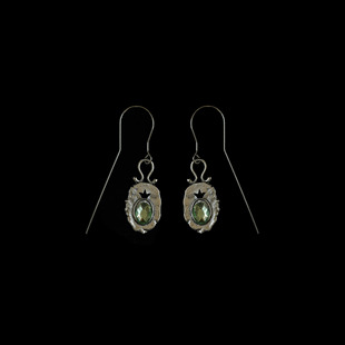 古着vintage复古Elliptical emerald earrings耳环