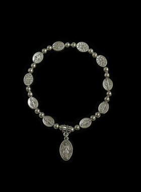 Vintage古着Silverplated crosst复古弹力手串