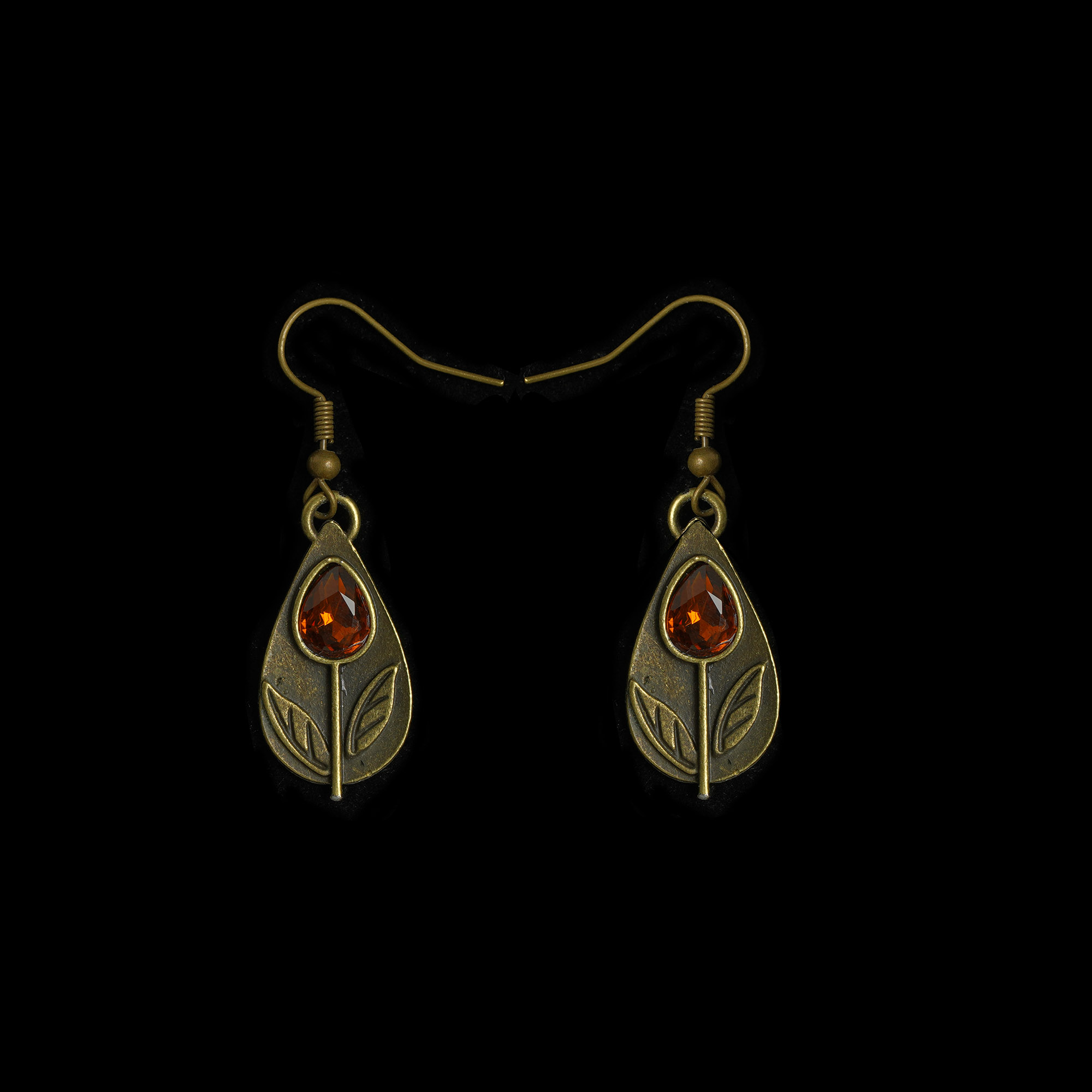 Vintage古着复古红色石耳环